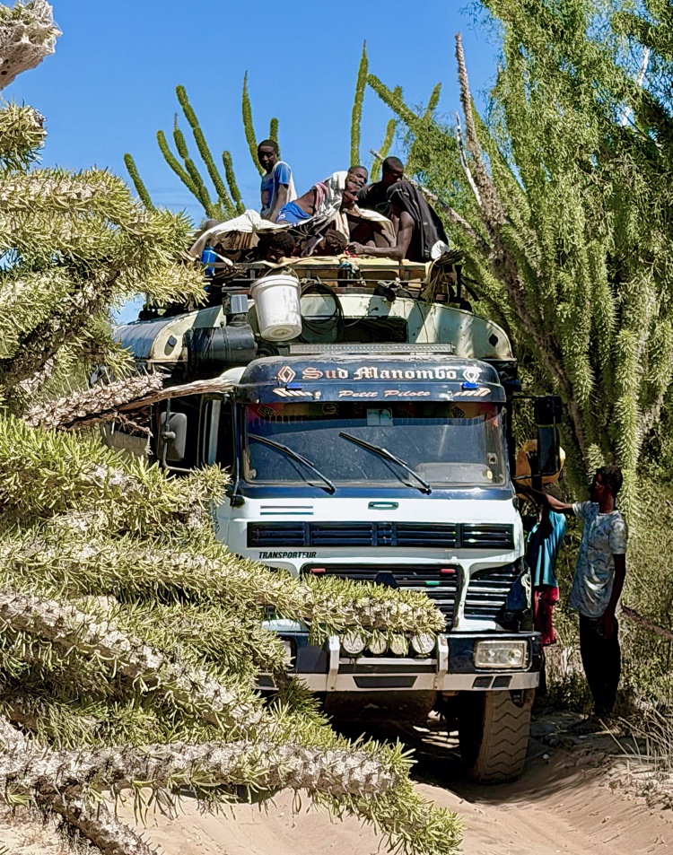 local travellers on public transportation in madagascar